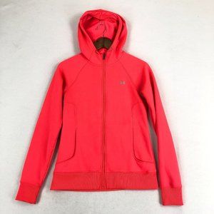 Under Armour Women's Size Small Pink Orange Loose Fit Fleece Lined Hoodie Jacket